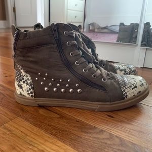 Studded Snakeskin Sneaker--Size 8